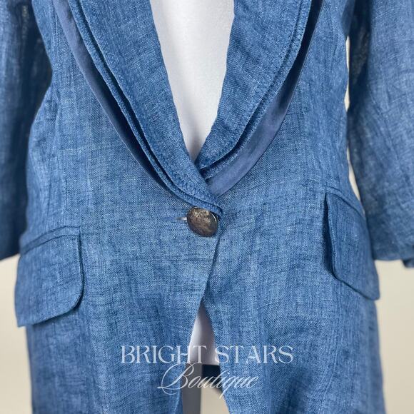 Rare Blue Linen Blazer Jacket ASO Serena Van Der Woodsen Gossip Girl Y2K - Picture 8 of 10